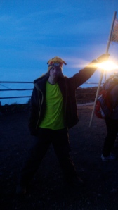 David, dressed as pikachu, ready to embark from the 6th station.
