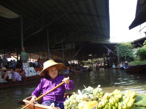 One of the fruit vendors at the floating market.