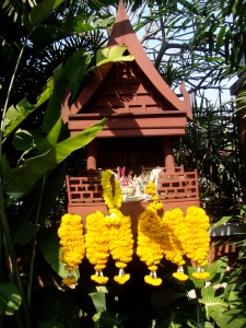 Buddhist spirit house in the gardens of the Jim Thompson house.